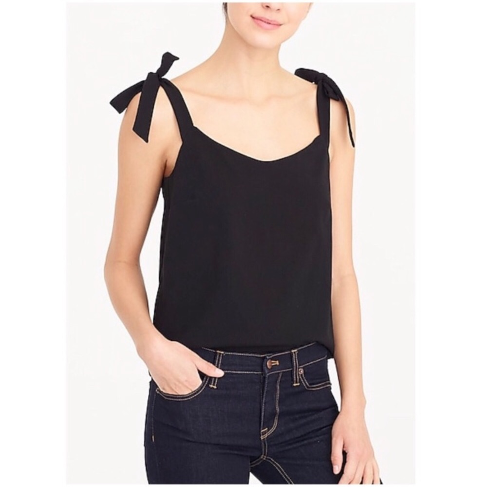 J Crew black crop shirt with shoulder ties large